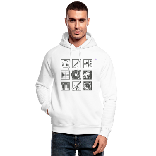 Unisex Organic Hoodie by Stanley & Stella "Music" - blanco