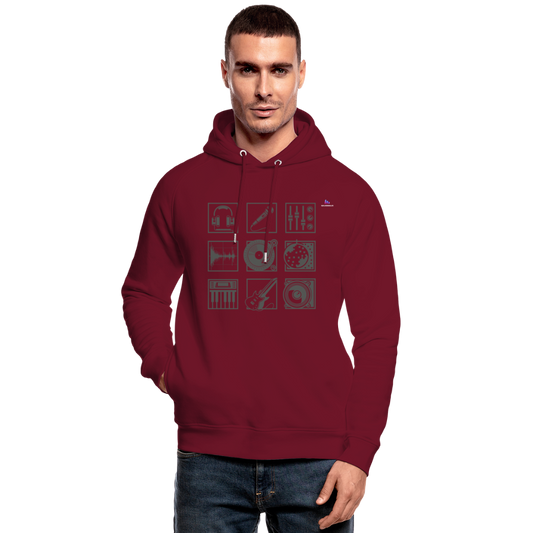 Unisex Organic Hoodie by Stanley & Stella "Music" - rojo burdeos