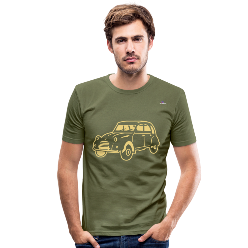 Men's Slim Fit T-Shirt "sweet car" - verde caqui