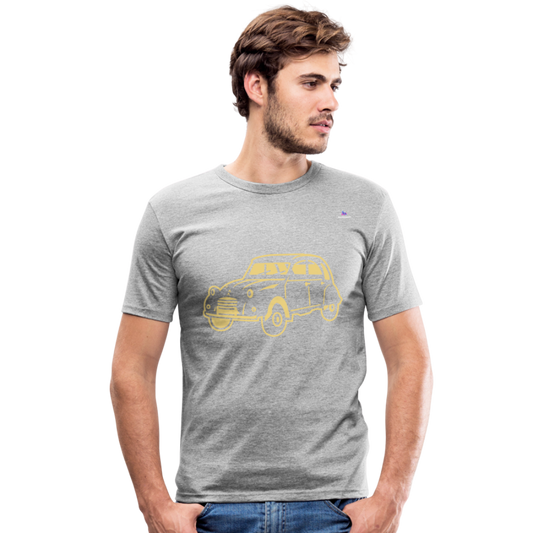 Men's Slim Fit T-Shirt "sweet car" - gris jaspeado