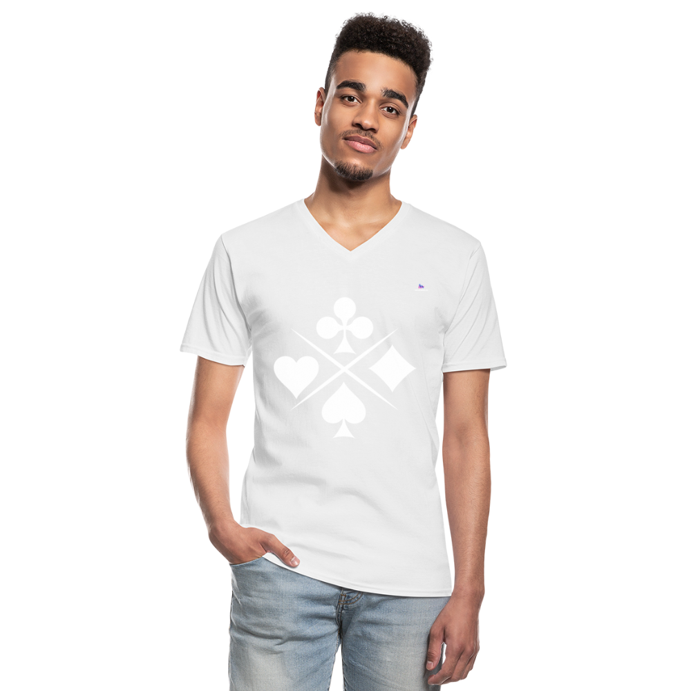 Men's V-Neck T-Shirt "card symbols" - blanco