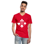 Men's V-Neck T-Shirt "card symbols" - rojo