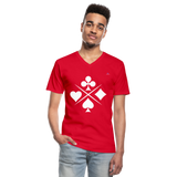 Men's V-Neck T-Shirt "card symbols" - rojo