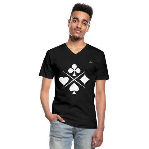 Men's V-Neck T-Shirt "card symbols" - negro