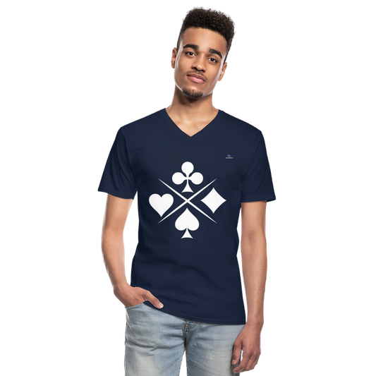 Men's V-Neck T-Shirt "card symbols" - azul marino