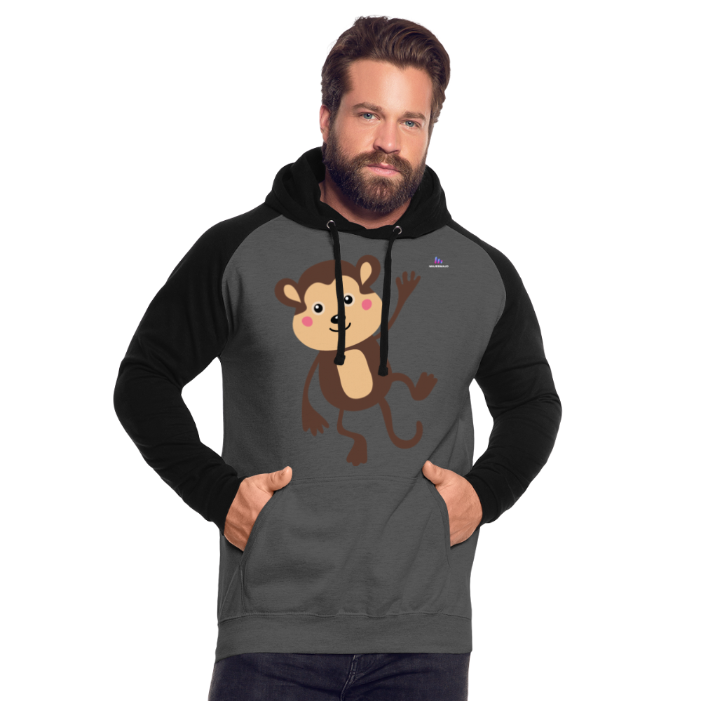 Unisex Baseball Hoodie "Monkey" - gris grafito/negro