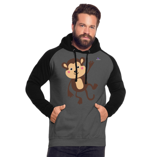Unisex Baseball Hoodie "Monkey" - gris grafito/negro