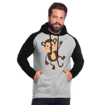 Unisex Baseball Hoodie "Monkey" - gris jaspeado/negro