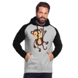 Unisex Baseball Hoodie "Monkey" - gris jaspeado/negro