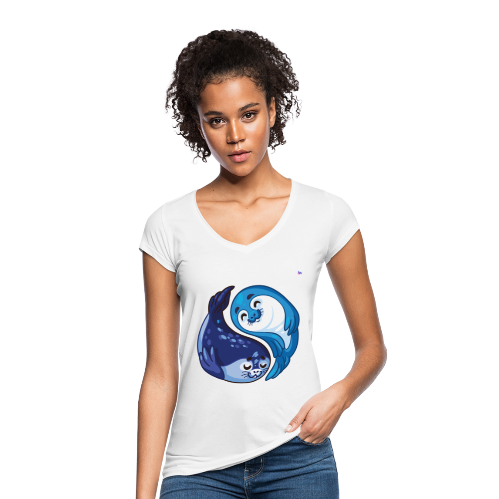 Women's Vintage T-Shirt "sea lion couple" - blanco
