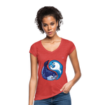 Women's Vintage T-Shirt "sea lion couple" - rojo salpicado