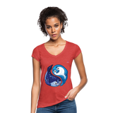 Women's Vintage T-Shirt "sea lion couple" - rojo salpicado