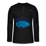 Henley long-sleeved shirt "born to be strong" - negro