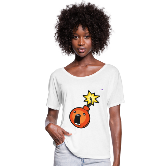 Flowy Women’s T-Shirt by Bella + Canvas "Bomb" - blanco