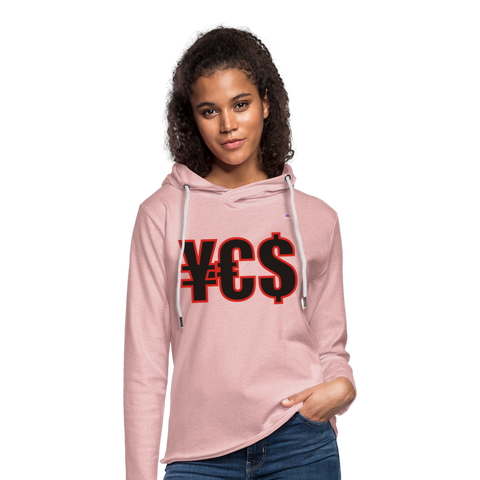 Light Unisex Sweatshirt Hoodie "yes" - rosa crema jaspeado