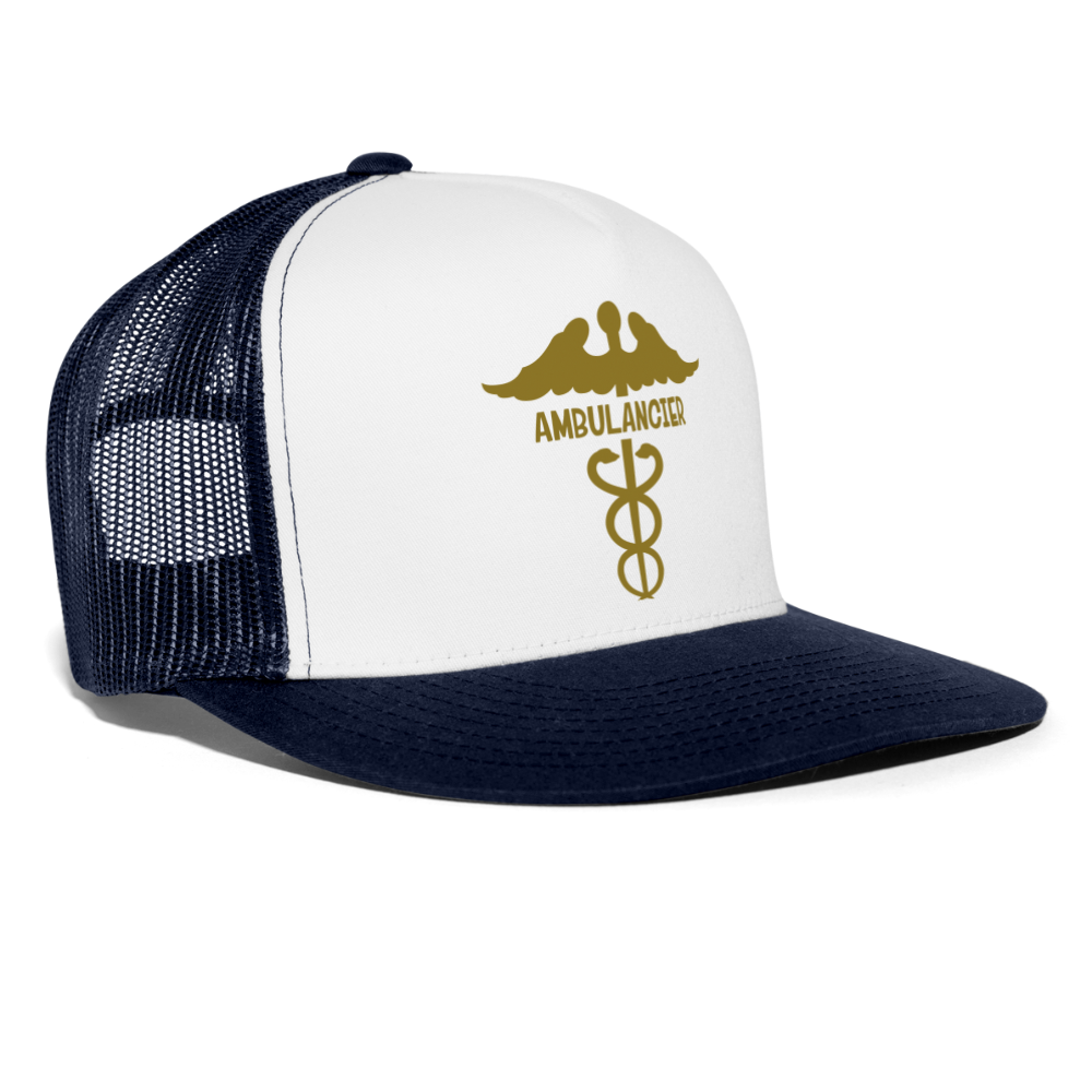 Trucker Cap "ambulancier" - blanco/azul marino