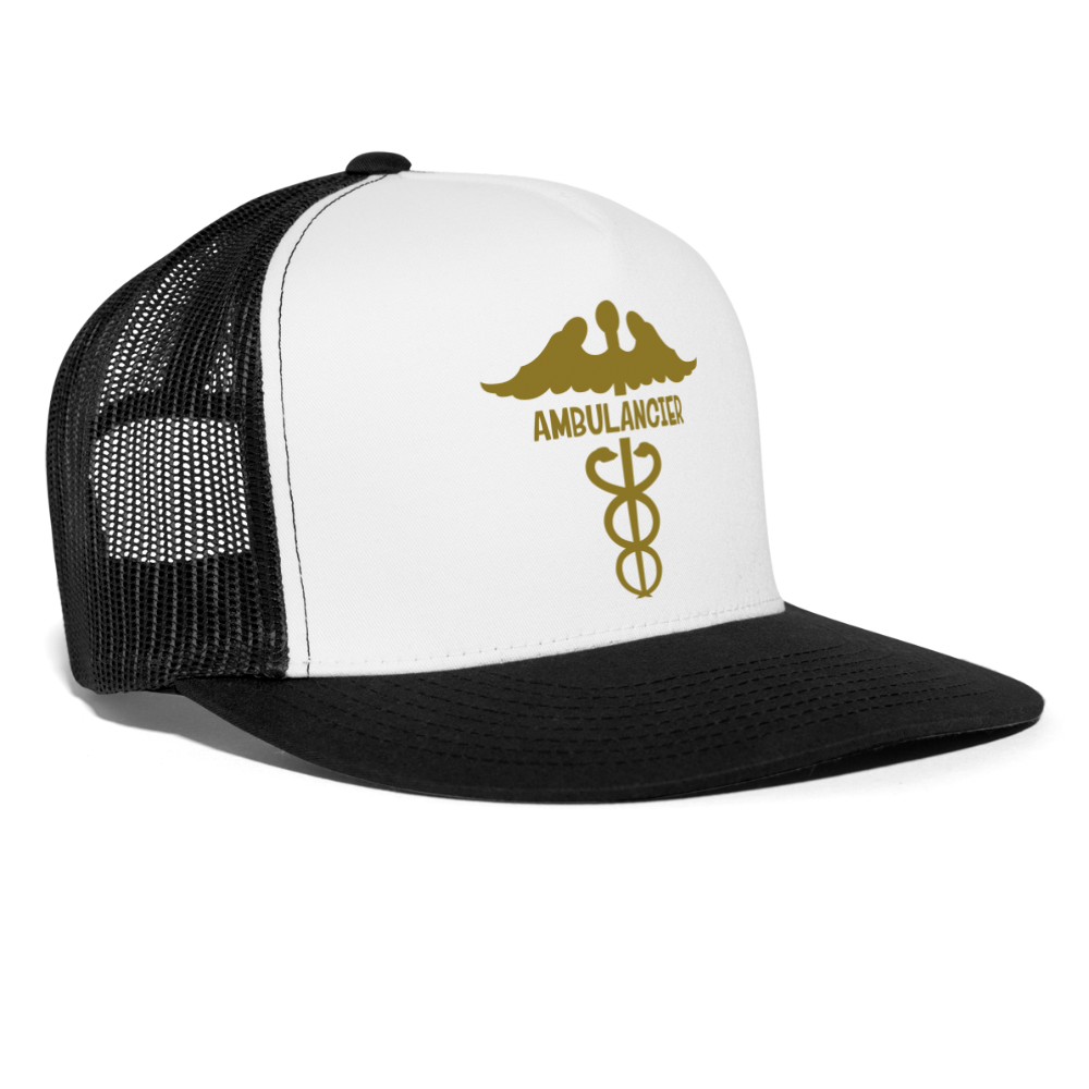 Trucker Cap "ambulancier" - blanca/negro