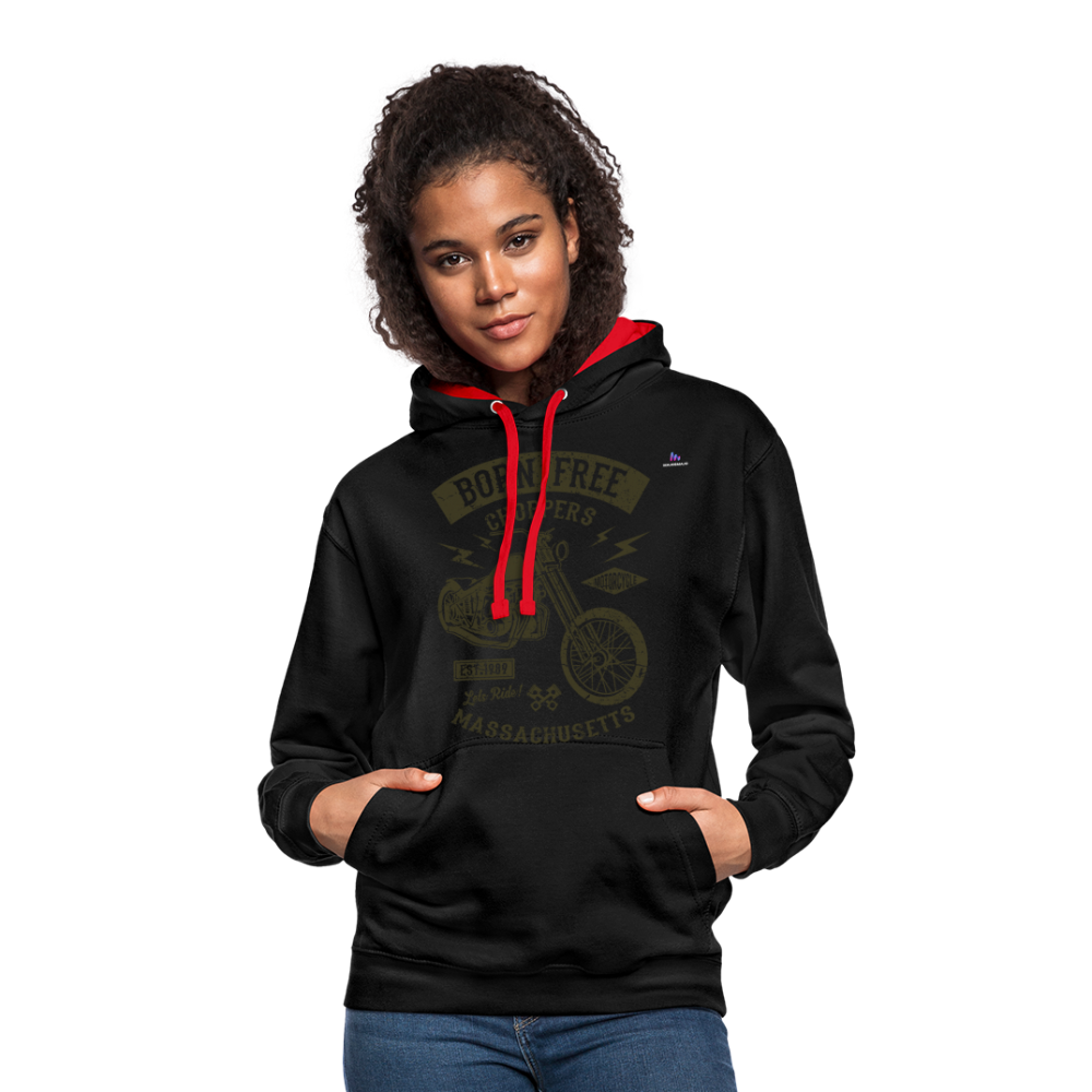 Contrast Colour Hoodie "choppers" - negro/rojo