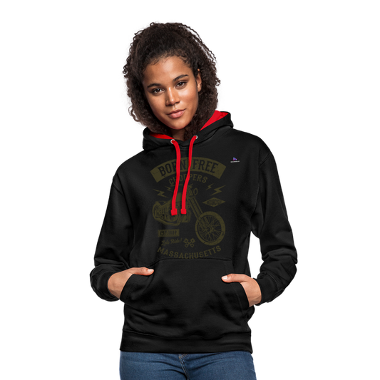 Contrast Colour Hoodie "choppers" - negro/rojo