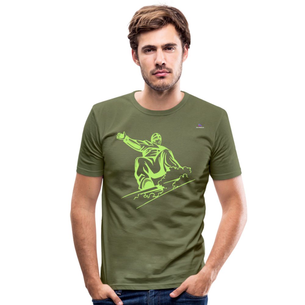 Men's Slim Fit T-Shirt "snowboarder" - verde caqui
