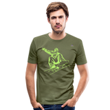 Men's Slim Fit T-Shirt "snowboarder" - verde caqui