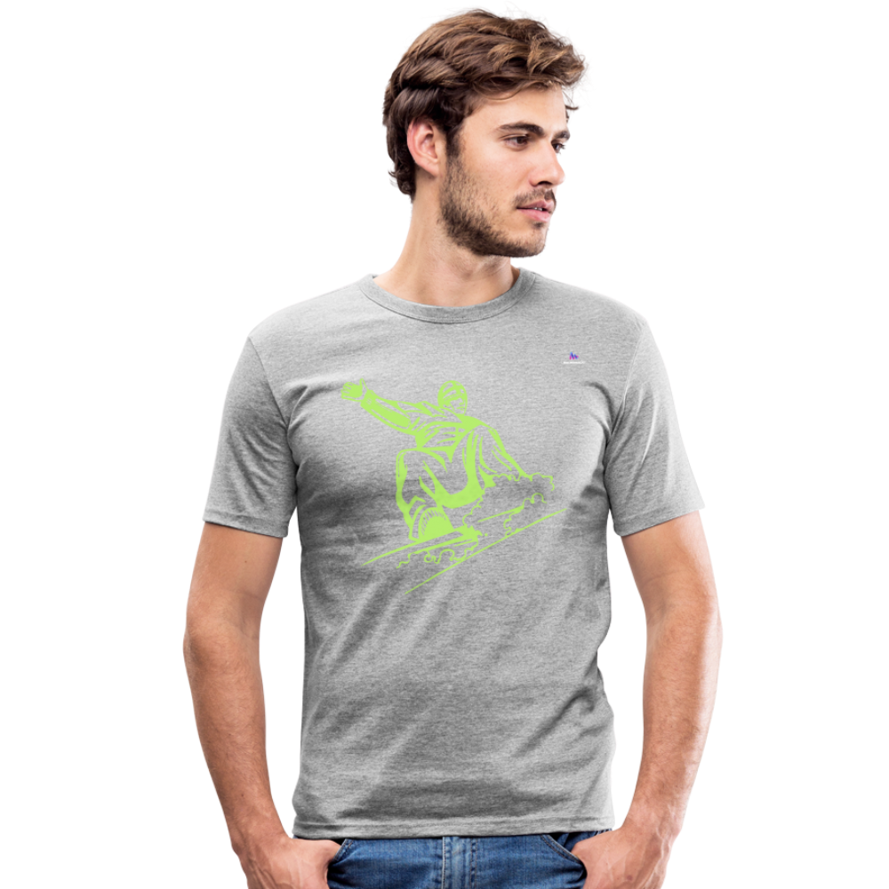 Men's Slim Fit T-Shirt "snowboarder" - gris jaspeado