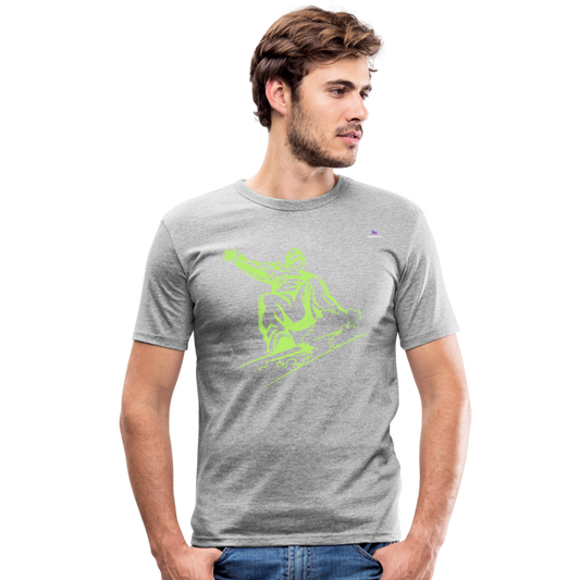 Men's Slim Fit T-Shirt "snowboarder" - gris jaspeado