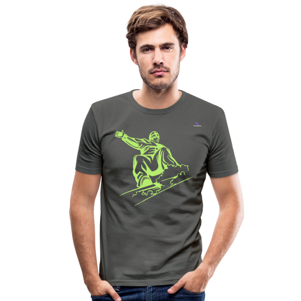 Men's Slim Fit T-Shirt "snowboarder" - gris grafito