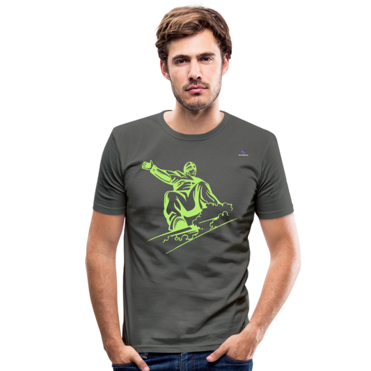 Men's Slim Fit T-Shirt "snowboarder" - gris grafito