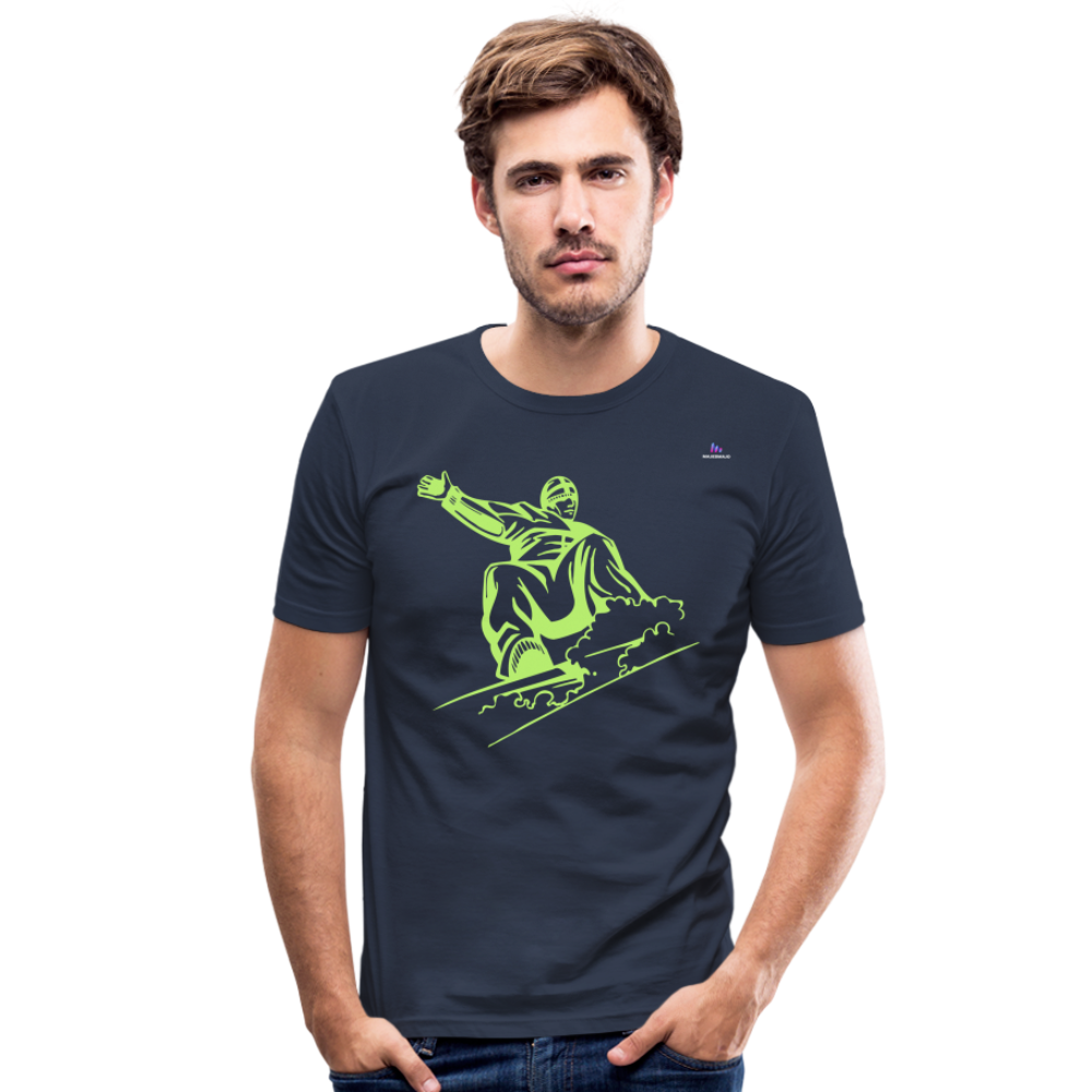 Men's Slim Fit T-Shirt "snowboarder" - azul marino