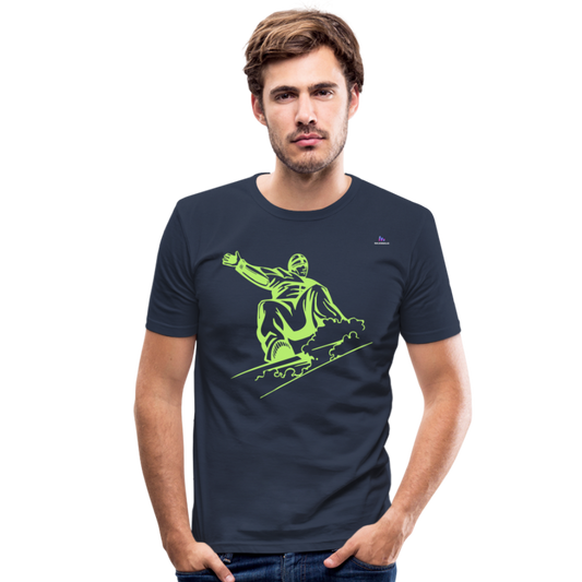 Men's Slim Fit T-Shirt "snowboarder" - azul marino