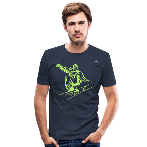 Men's Slim Fit T-Shirt "snowboarder" - azul marino