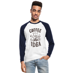 Men's Long Sleeve Baseball T-Shirt "coffee quote" - blanco/azul marino