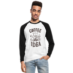 Men's Long Sleeve Baseball T-Shirt "coffee quote" - blanca/negro