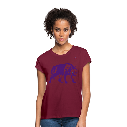 Women's Oversize T-Shirt "Wolf" - rojo bordeaux