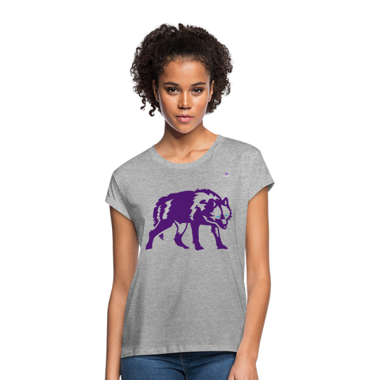 Women's Oversize T-Shirt "Wolf" - gris jaspeado