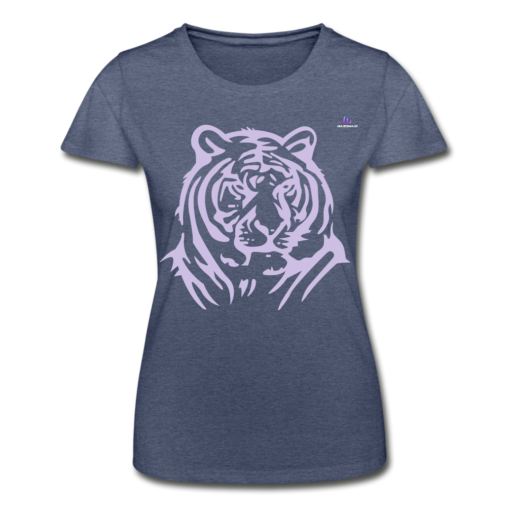 Women's T-Shirt by Fruit of the Loom "tiger" - azul marino salpicado