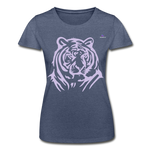 Women's T-Shirt by Fruit of the Loom "tiger" - azul marino salpicado