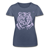 Women's T-Shirt by Fruit of the Loom "tiger" - azul marino salpicado