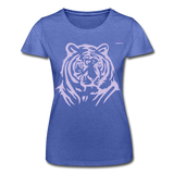 Women's T-Shirt by Fruit of the Loom "tiger" - azul jaspeado