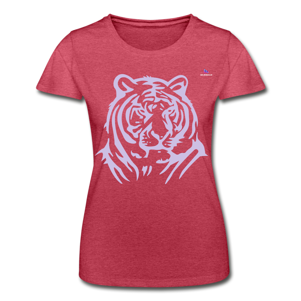 Women's T-Shirt by Fruit of the Loom "tiger" - rojo salpicado