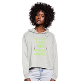 Women's Cropped Hoodie "Frech?" - beige jaspeado