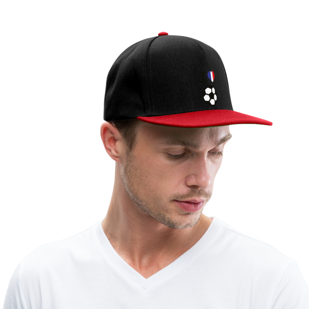 Snapback Cap "I love French football" - negro/rojo