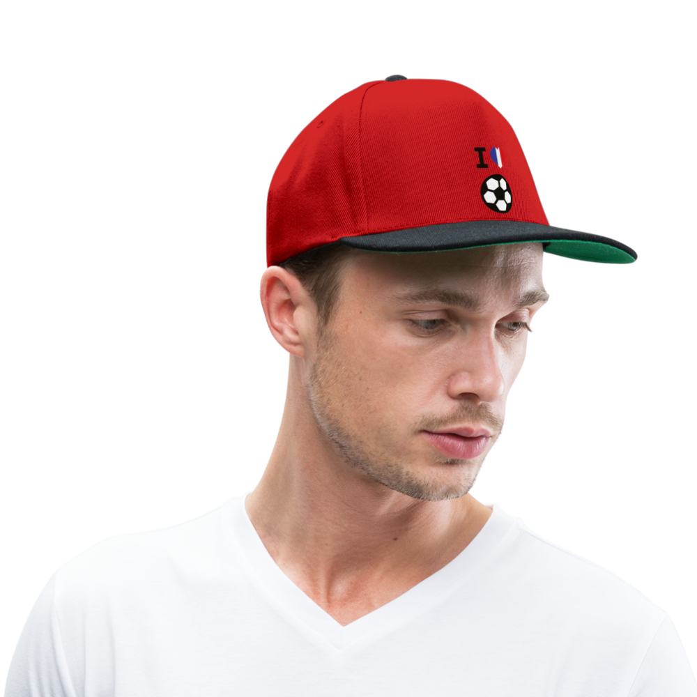 Snapback Cap "I love French football" - rojo/negro