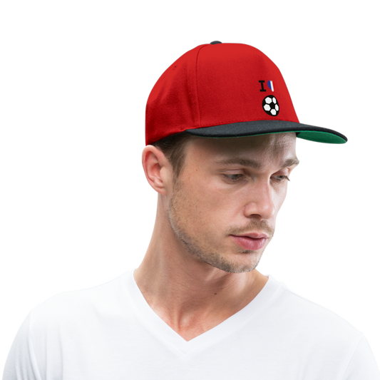 Snapback Cap "I love French football" - rojo/negro