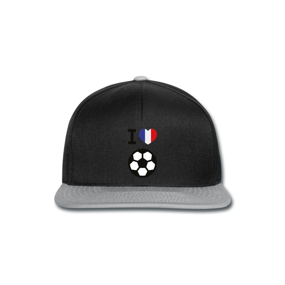 Snapback Cap "I love French football" - negro/gris