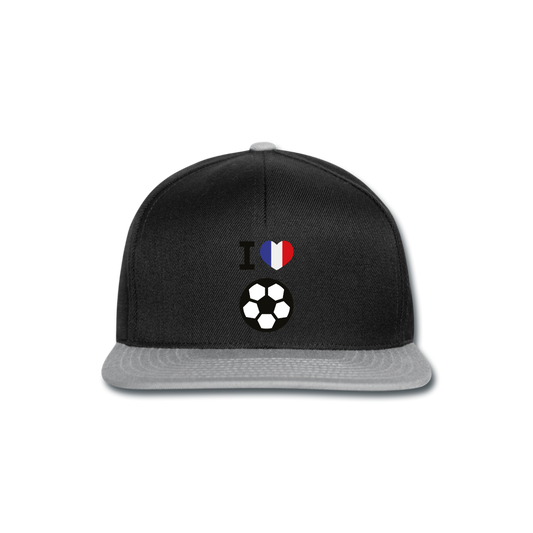 Snapback Cap "I love French football" - negro/gris