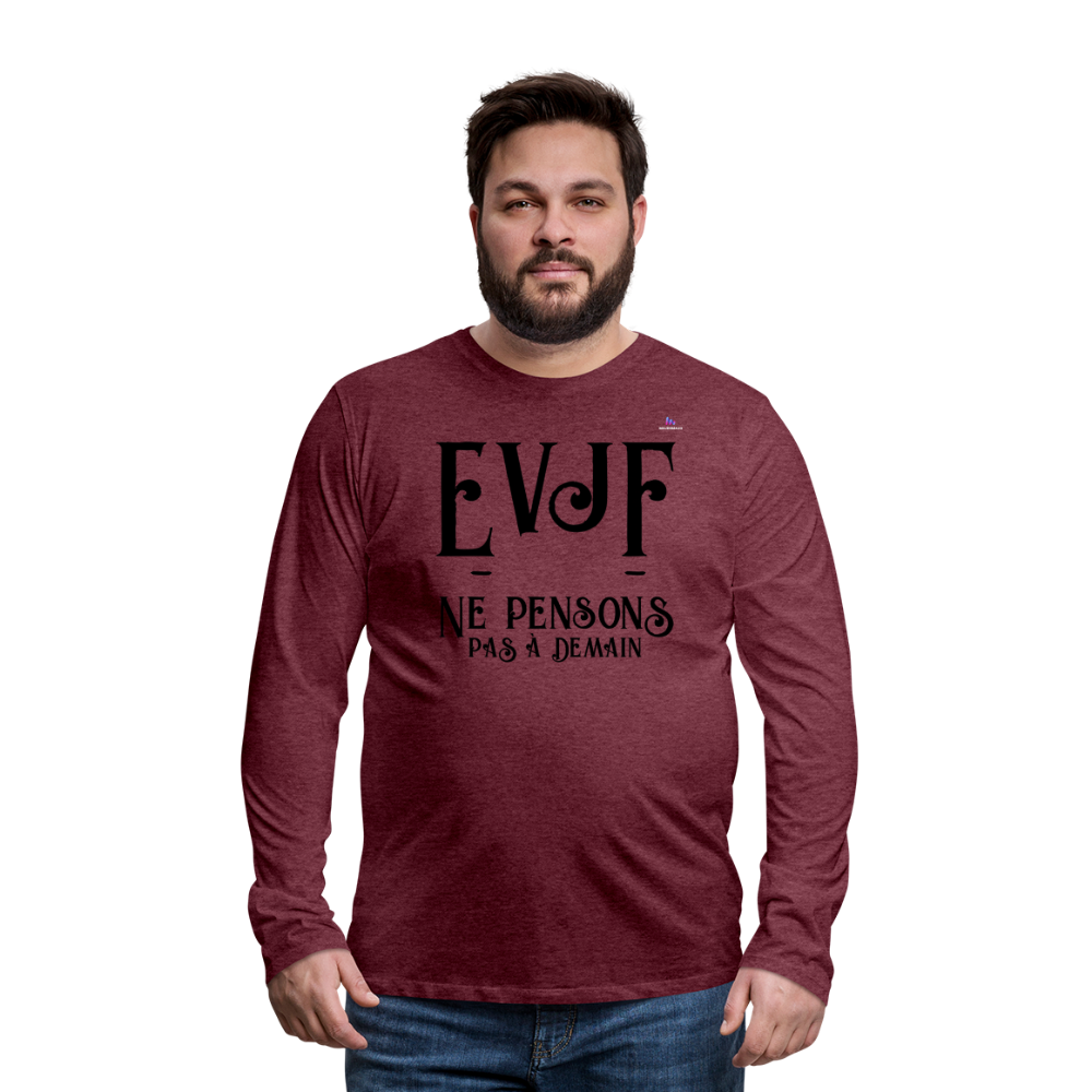 Men's Premium Longsleeve Shirt "evjf no year" - rojo bordeaux salpicado