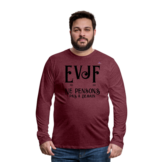 Men's Premium Longsleeve Shirt "evjf no year" - rojo bordeaux salpicado
