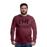 Men's Premium Longsleeve Shirt "evjf no year" - rojo bordeaux salpicado